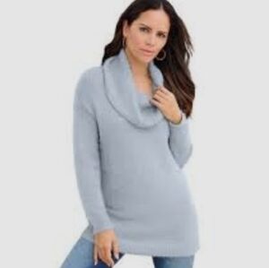 MODA INTERNATIONAL- Size Small (S) Cowl Neck Sweater. Color: Blue & White